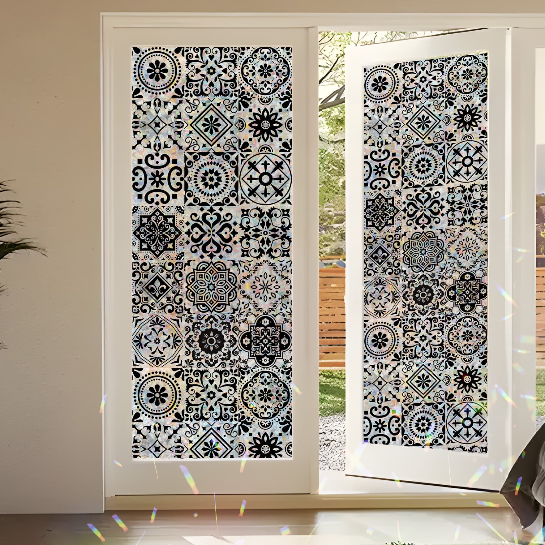 Colorful laser mandala Arabian retro cross-border hot style bathroom glass light-shielding film frosted film electrostatic window sticker