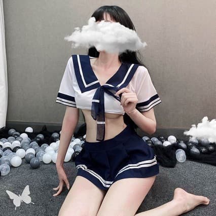 Sexy Lingerie Maid Costume for Bedroom, Tempting Erotic Mini Skirt Sailor JK Student Uniform Underwear Set