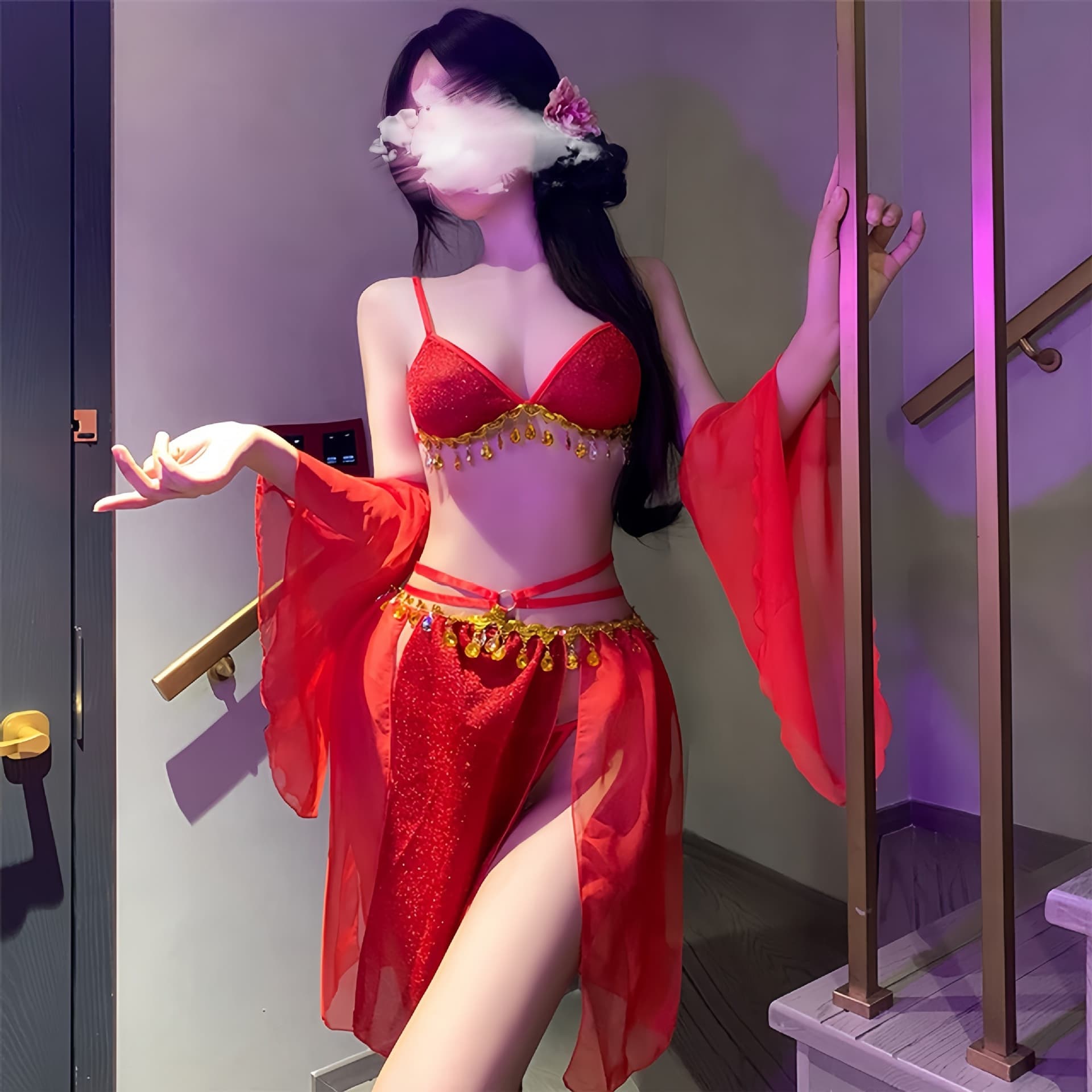 Ancient Style Exotic Dunhuang Flying Dance Lingerie Set, Sexy Nightwear with Easy-Off Design for Women