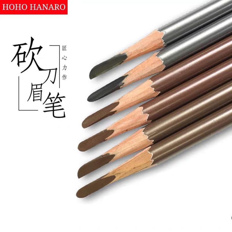 HOHOHANARO Eyebrow Pencil Wooden Hard Core Natural Coloring Duckbill Shovel-Shaped Brow Pencil