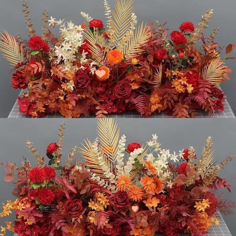 Wedding Large Floor Row Artificial Silk Flower Arrangement Eucalyptus Flower Row T-Stage Road Guide KT Board Engagement Backdrop