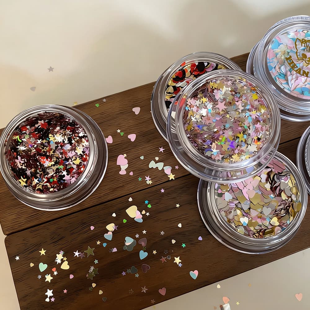 Cross-border bottled five-pointed star hollow sequins five colors optional manicure decoration wearable nail decoration material package wholesale