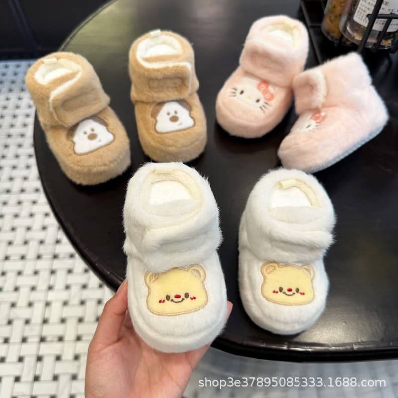 Baby Shoes for 0-1 Year Old, Winter New Cartoon Thickened Warm Cotton Shoes for Boys 6-12 Months, Walking Shoes
