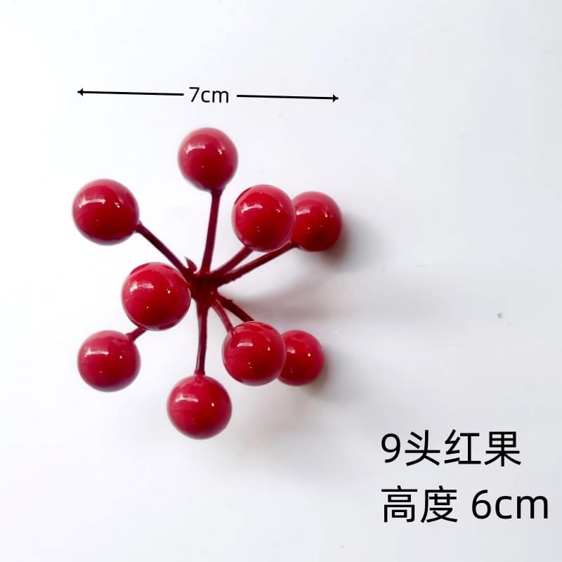 Christmas Decoration Foam Red Berries 9-Head Red Berries Artificial Flower Accessories Christmas Wreath Decoration Accessories Berries