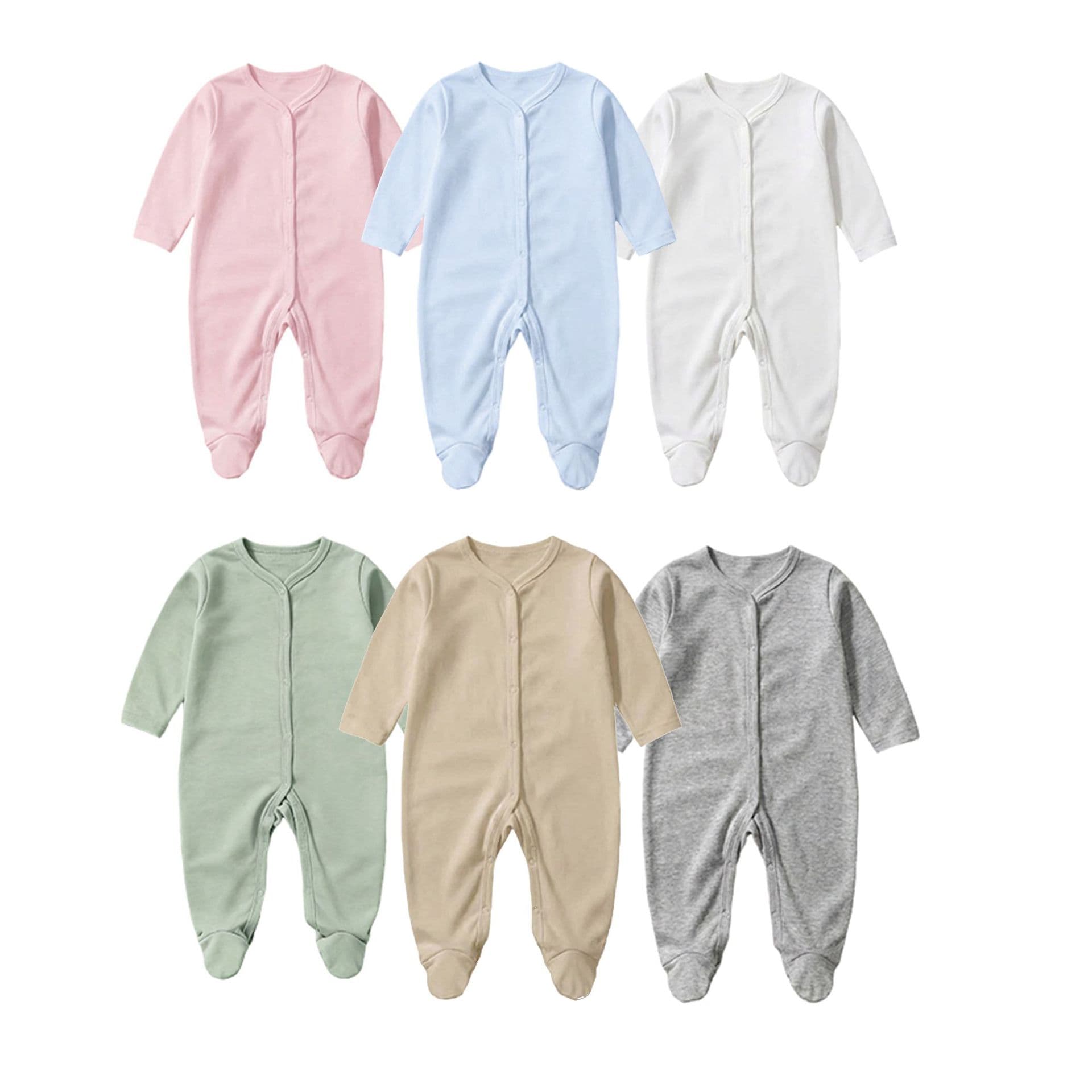 Cross-border Autumn Footed Romper Newborn Baby Long Sleeve Romper Infant Bodysuit Solid Color Cotton Crawling Suit