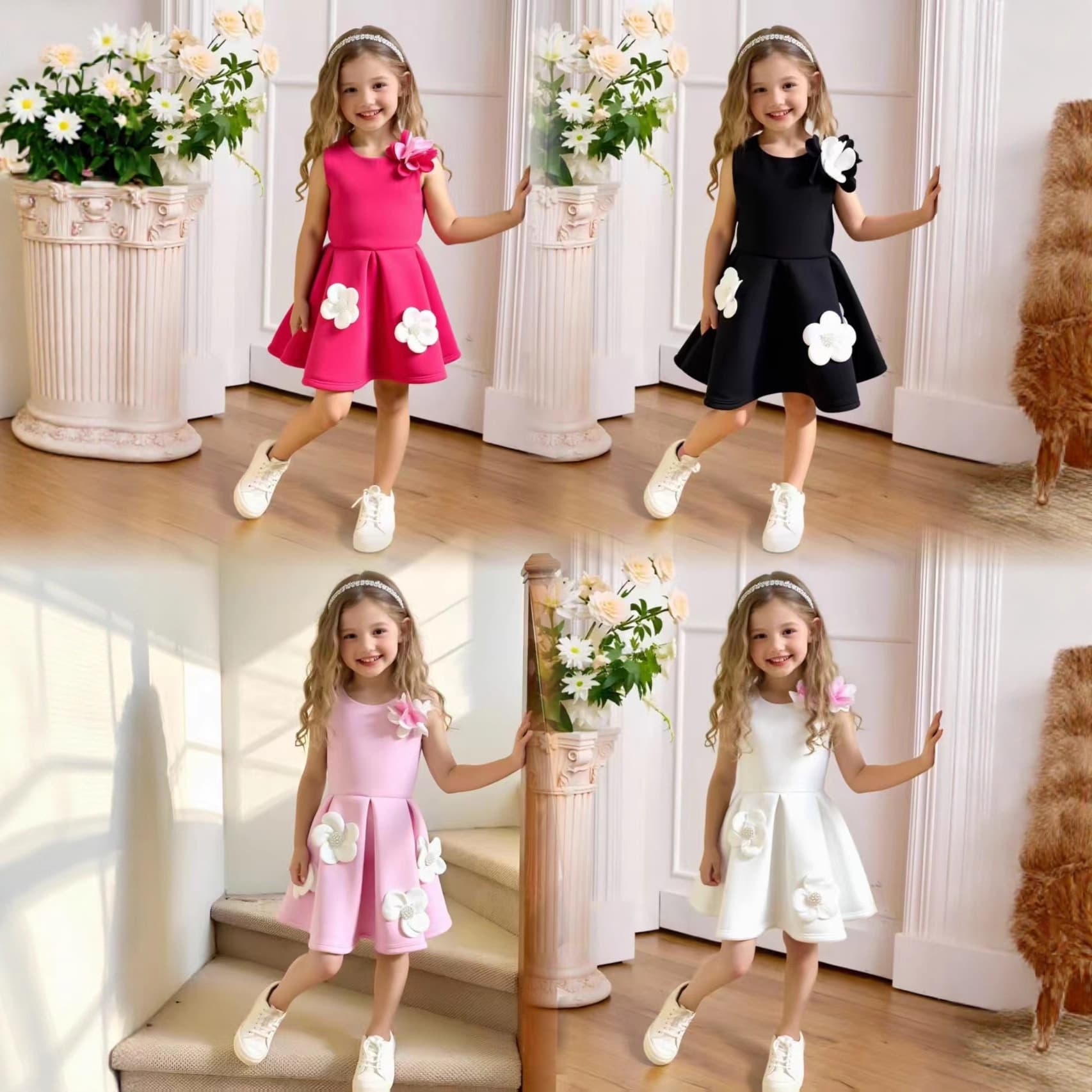 Girls Runway Dress Korean Style High-End Gown Summer Vest Dress Fashion Baby Pink Birthday Princess Dress