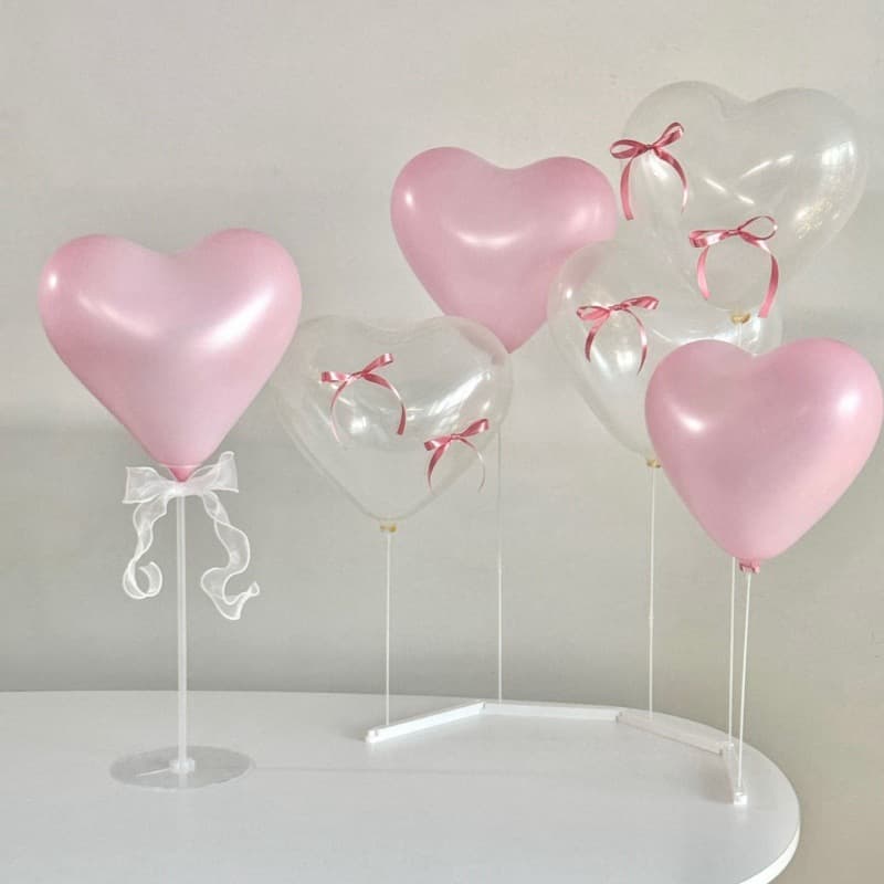 Ins Birthday Heart Table Floating Balloon Set with Latex Table Decor, Butterfly Bow, Trendy Decoration Setup