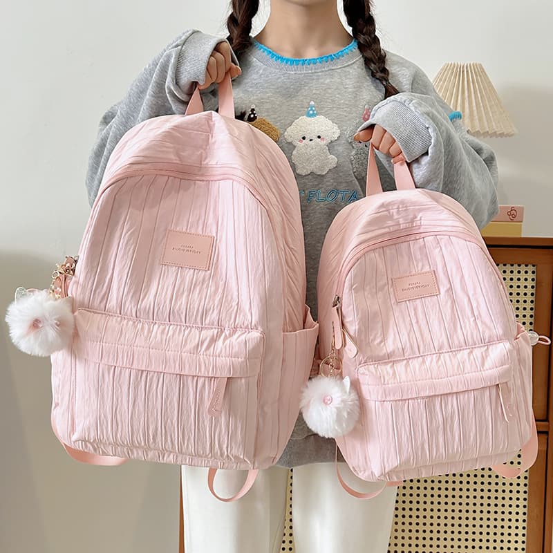 Forest style junior high school girl schoolbag girl solid color versatile large capacity backpack small fresh travel lightweight backpack