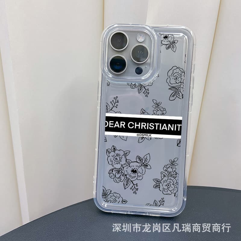 Flower Pattern Case for Apple iPhone 15, iPhone 14 Pro, Creative 13/11 Pro Max Transparent 16 Protective Cover for XS