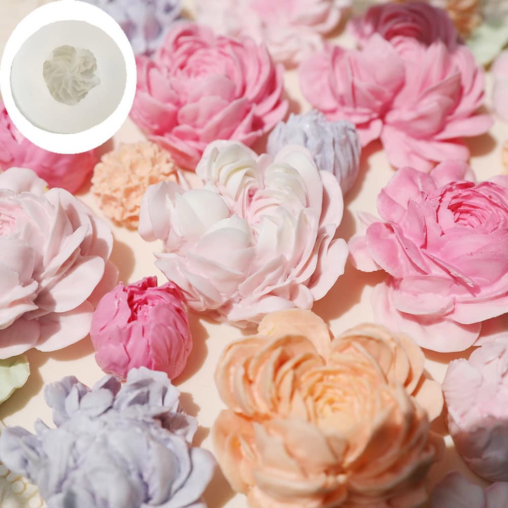 Flower Silicone Mold Peony Peony Rose Buttercup DIY Gypsum Aromatherapy Ornament Cake Baking Decoration Mold