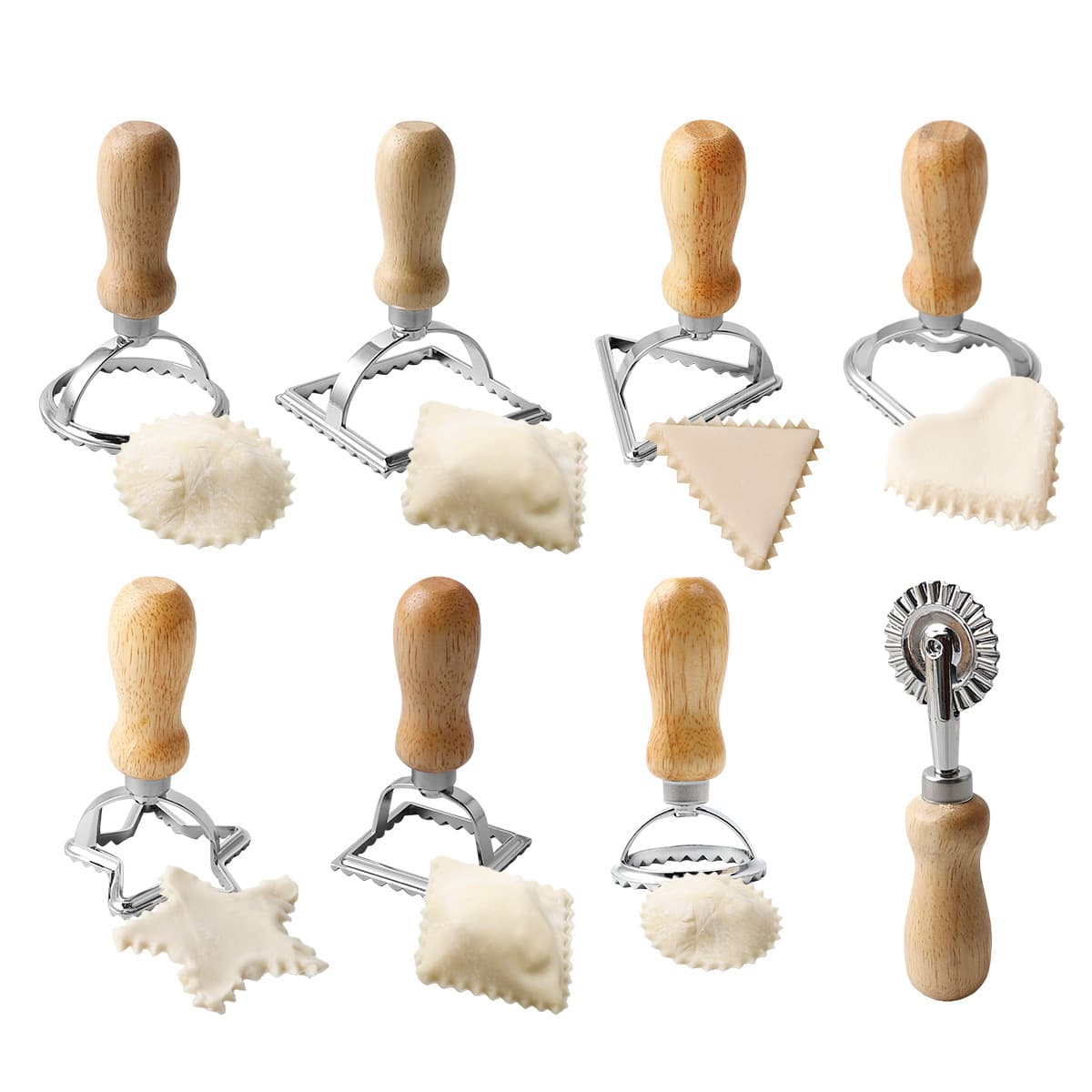 Dumpling Lace Printing Zinc Alloy Cookie Mold Dumpling Skin Edge Flower Embossed Cookie Mold Rubber Wooden Handle Cookie Cutter