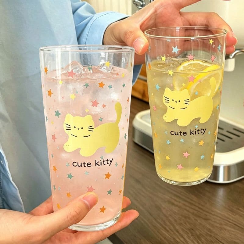 Ins Style Simple Coffee Cup Cute Emoji Glass Drinking Cup Home Water Cup Breakfast Milk Cup Creative Beverage Cup