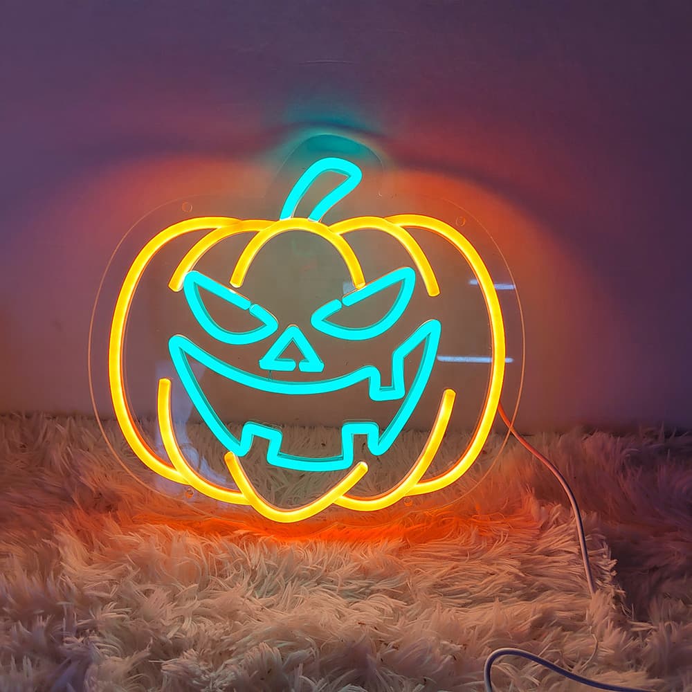 Halloween Pumpkin Neon Light, Spooky Smiley Pumpkin Shaped Lamp, Ghost Festival Party Atmosphere Decorative Light