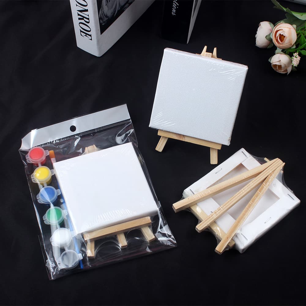 10*10 mini oil painting frames, small panels with easels for children's DIY acrylic painting, blank 8*8 canvas frame sets