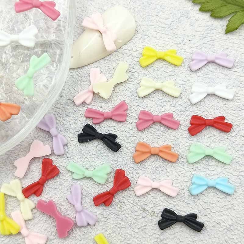 Internet celebrity resin manicure bow ribbon simple nail accessories macaron bow tie pure desire diy decorative accessories