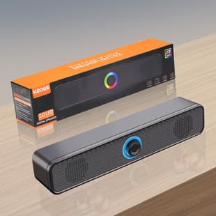Wired Desktop Home Computer Mini Speaker, Desktop Portable Laptop Subwoofer Long Strip Glowing Bluetooth Speaker