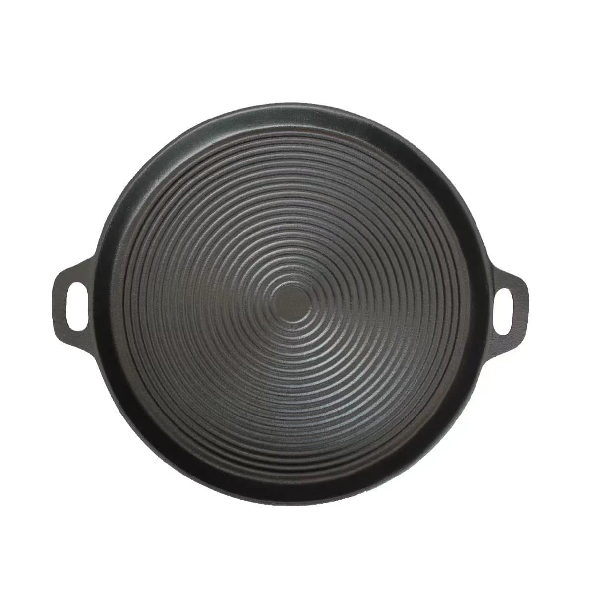 Cast Iron Double Ear Steak Frying Pan Strip Frying Pan Outdoor Camping BBQ Grill Pan BBQ Frying Pan Round Cast Iron Pancake Pan