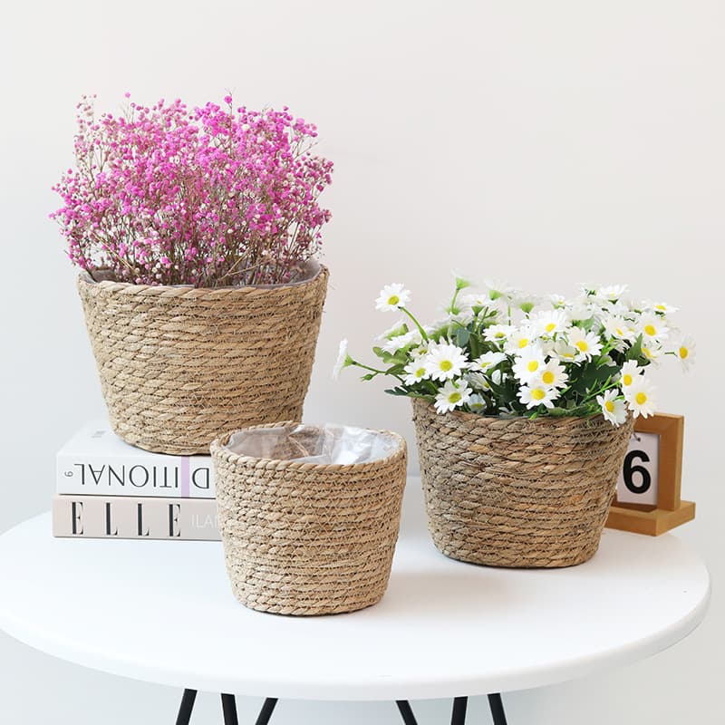 Nordic Style Handwoven Grass Flower Pots Fresh Flowers Arrangement Baskets Home Living Room Desktop Storage Decorative Pieces