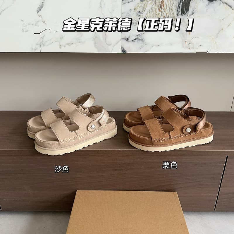 Original Box Jinxing Sandals Genuine Leather Thick Sole One-Strap Velcro Sandals Women Open Toe Elevated Roman Beach Shoes
