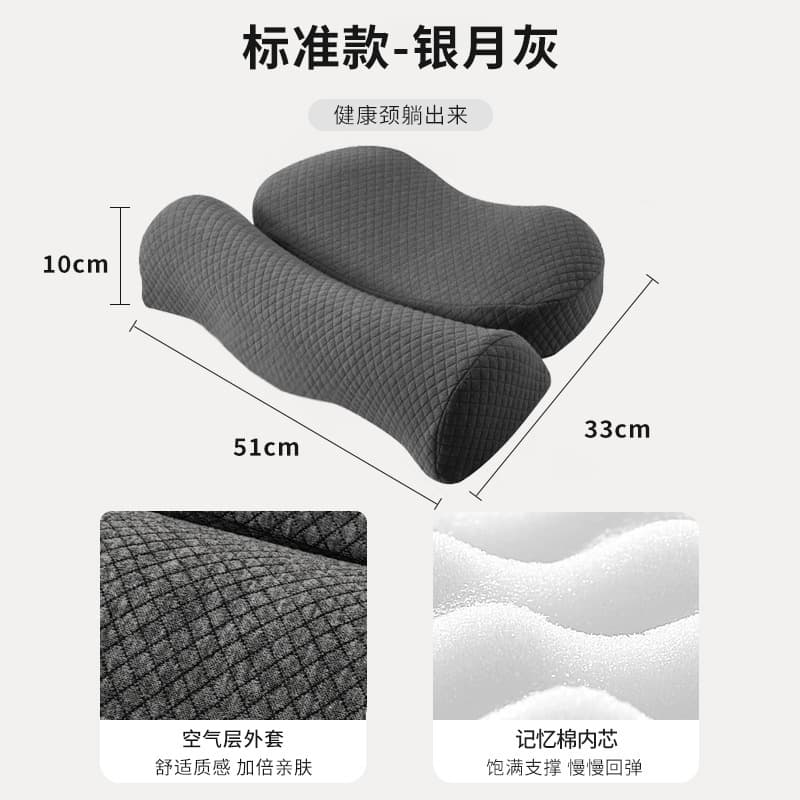 Cross-border Cervical Pillow with Heating for Hump Neck, Memory Foam Neck Support Pillow for Comfortable Sleep, Side Sleeping, Removable and Washable