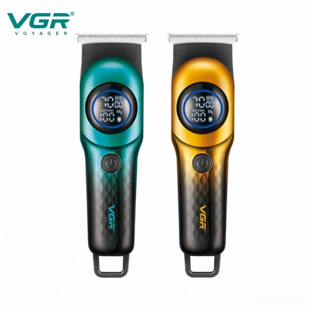 VGR966 cross-border men's electric hair clipper digital display oil head engraving body gradient color portable household electric hair clipper