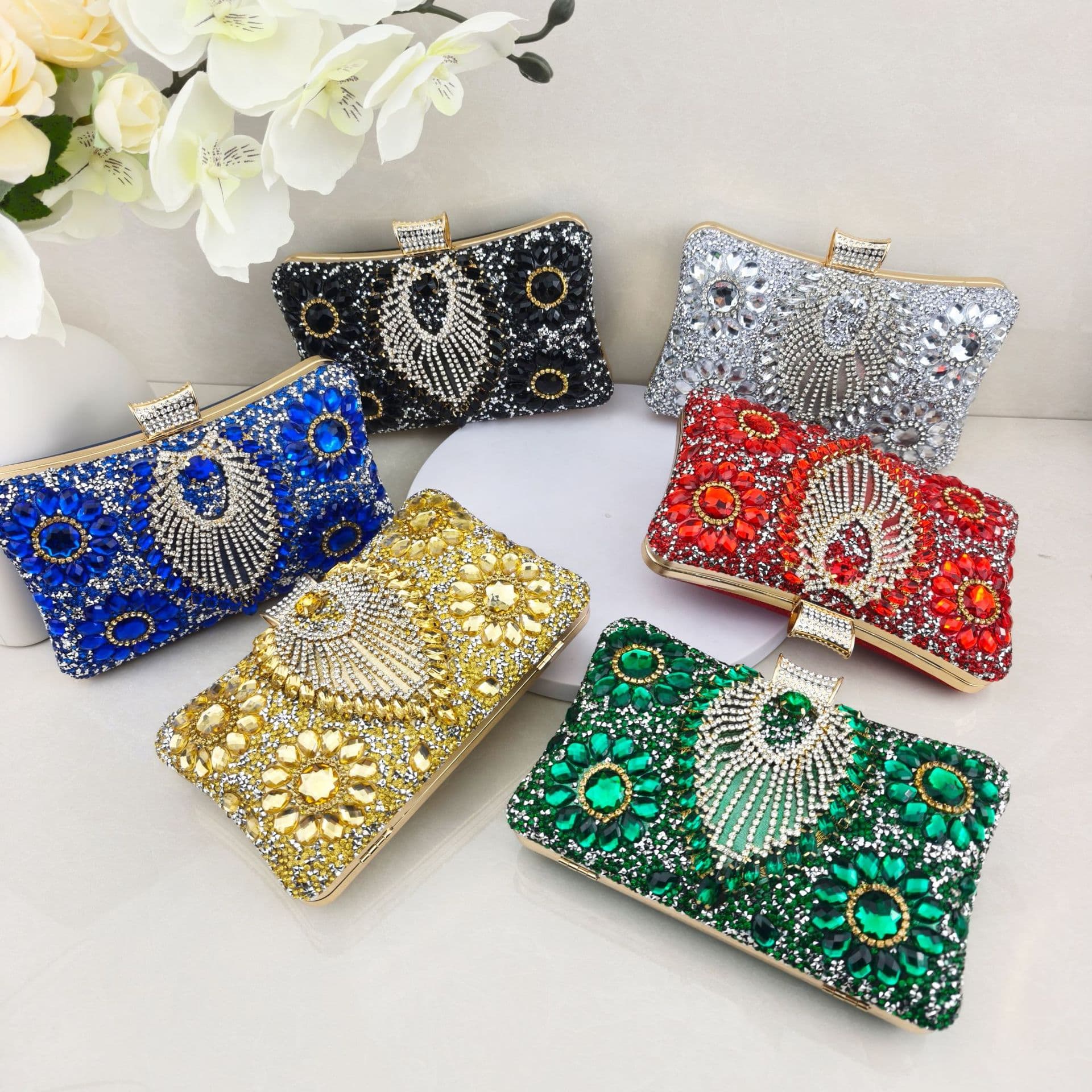 European and American Women's Diamond-Encrusted Evening Bag, Banquet Dress Handbag, Crossbody Small Square Bag, Clutch Bag, Women's Small Bag