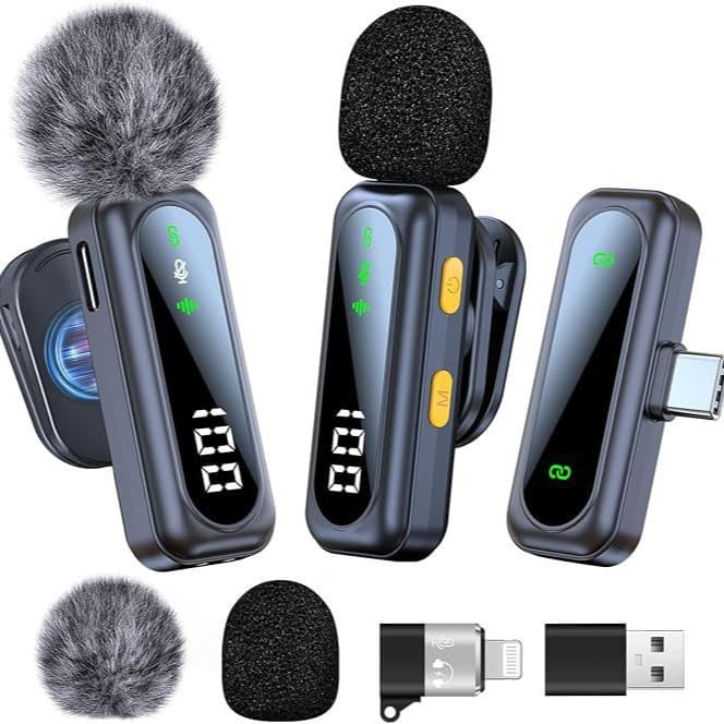 New Cross-Border J21 Wireless Lavalier Microphone with Magnetic Clip, Digital Display, Live Streaming Noise Reduction Mic