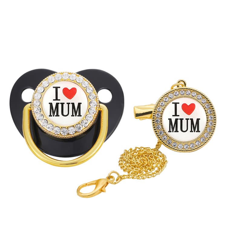 Baby Soothing Pacifier Silicone Material Standard Mouth Medium Flow Love Mom Series Infant Comfort Play Mouth Stock Available