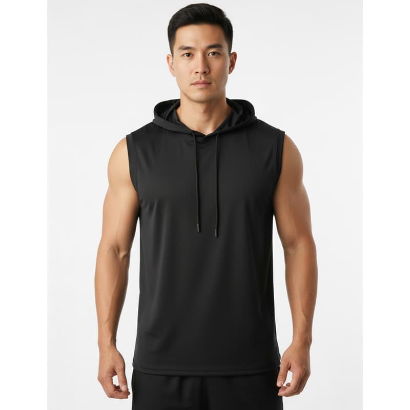 Amazon 2026 Men's Summer Sleeveless T-Shirt Solid Color Commuting Fitness Training Versatile Sports Hooded Vest