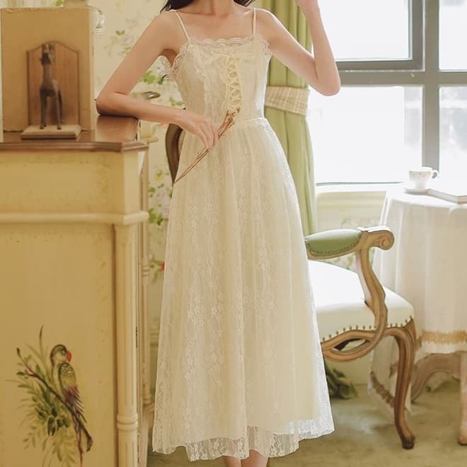 Women's Summer Slimming Midi Adjustable Lace Suspender Dress, Inner Layer, New Arrival