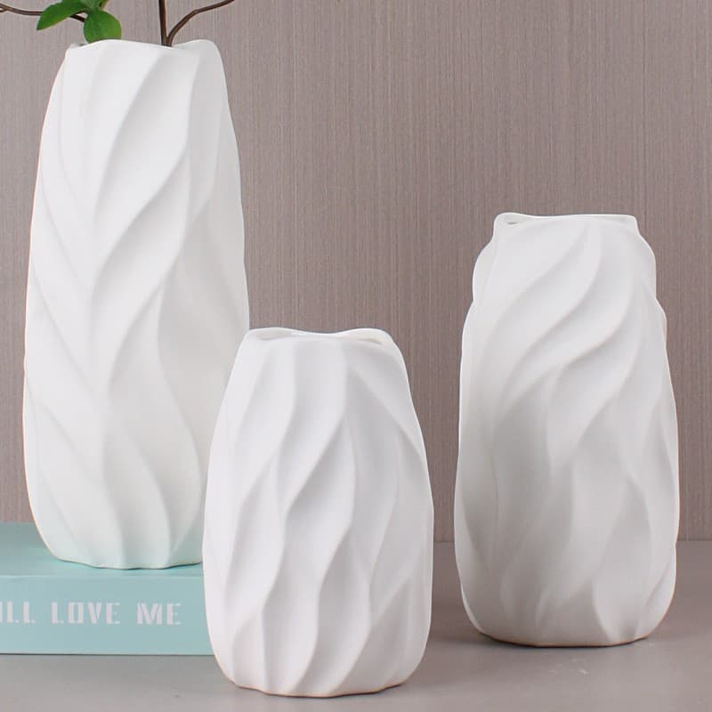 Nordic white ceramic vase water-grown flowers dried flowers decorative ornaments living room table flower pots cross-border gallon flower pots