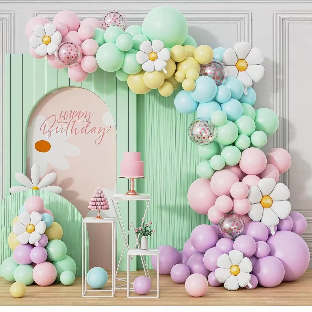 Cross-border Daisy Balloon Garland Arch Set Daisy Decoration Theme Wedding Birthday Party Baby Shower Setup