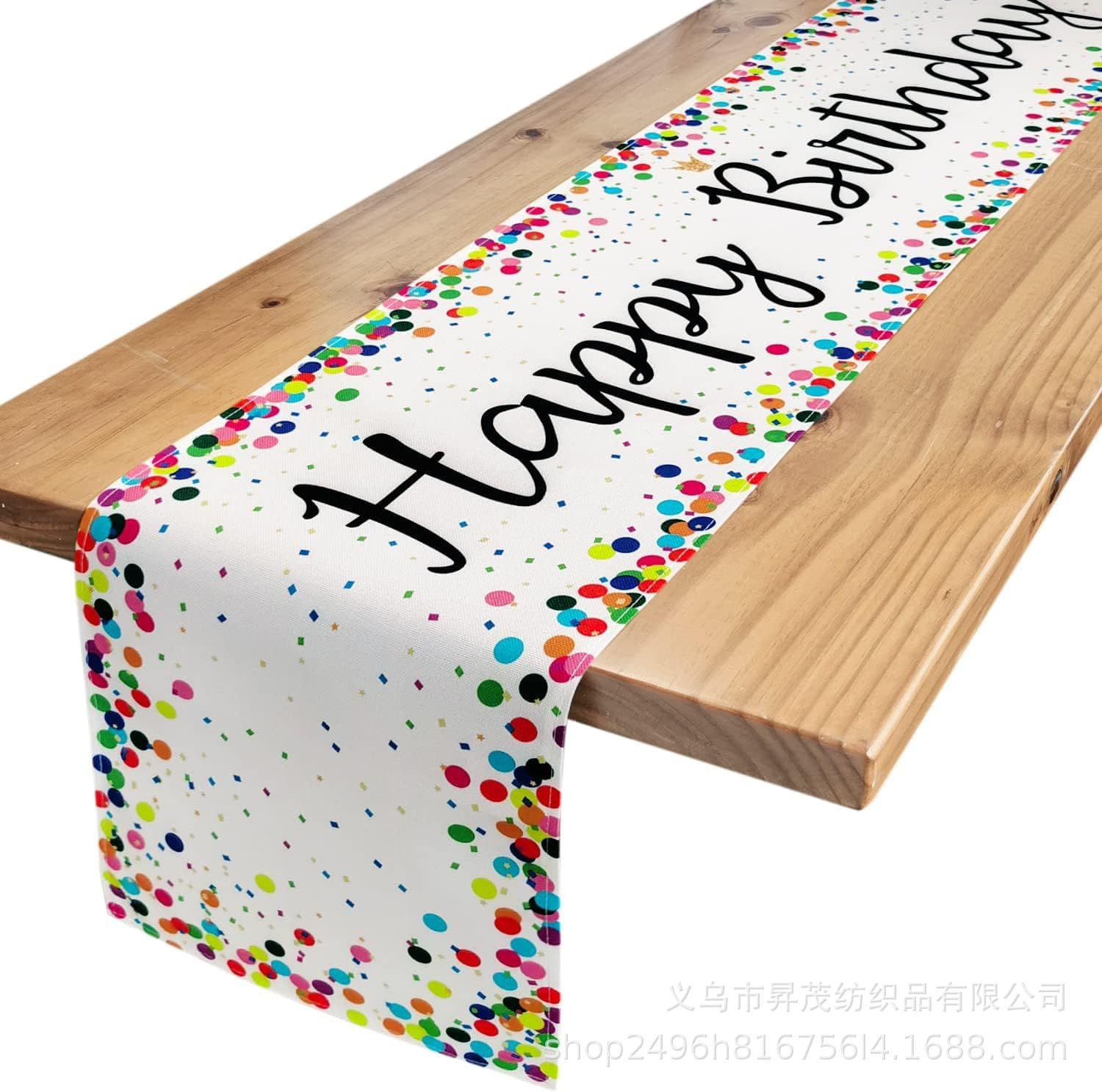 New Cross-Border Birthday Party Polka Dot Table Runner Dining Table Coffee Table Decoration Happy Birthday Linen Tablecloth