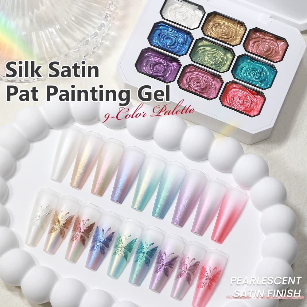 Cross-border AS manicure new nine-square grid satin pat glue highly saturated painted printing glue pearlescent solid nail polish glue