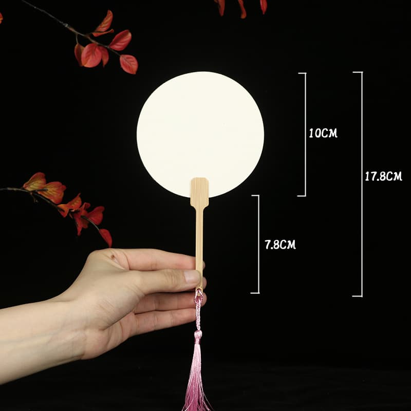Lacquer Fan with Text, Round Fan Material Kit Complete Set, Scenic Area DIY Street Stall Water Floating Lacquer Fan, Blank Fan PVC