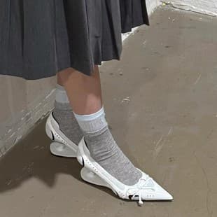 Designer Niche Pointed Toe Elegant Single Shoes for Women 2025 Spring New French Style Butterfly Knot Suspension Heeled Shoes