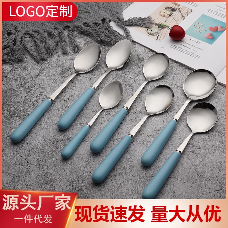 Candy-Glazed Ceramic Stainless Steel Utensils, Advertising Small Gifts, Ceramic Handle Knife Fork Spoon Chopsticks