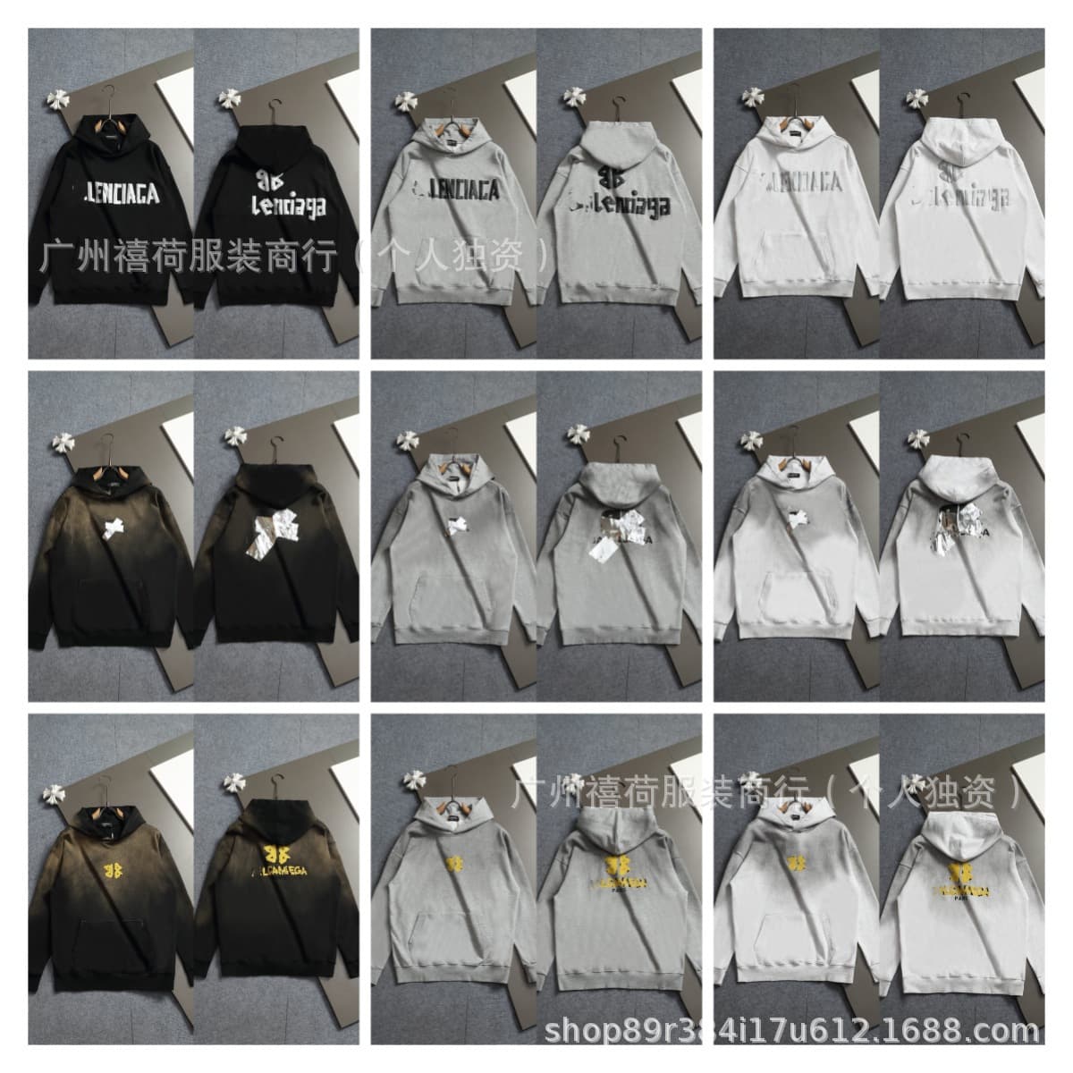 High-quality cross-border foreign trade Bjia.Kejia autumn and winter 26SS new loose version washed and distressed hooded sweatshirt