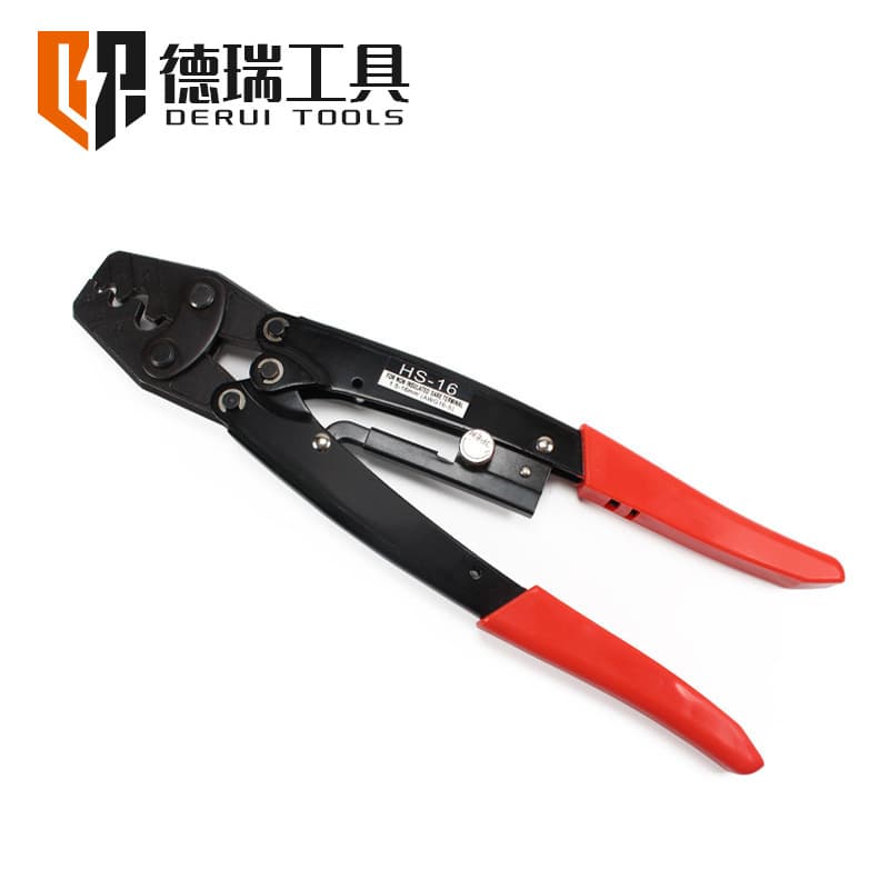 Derui Tools HS-16 OT/UT Bare Terminal Japanese-Style Ratchet Crimping Pliers, Effortless Manual Point-Press Crimper