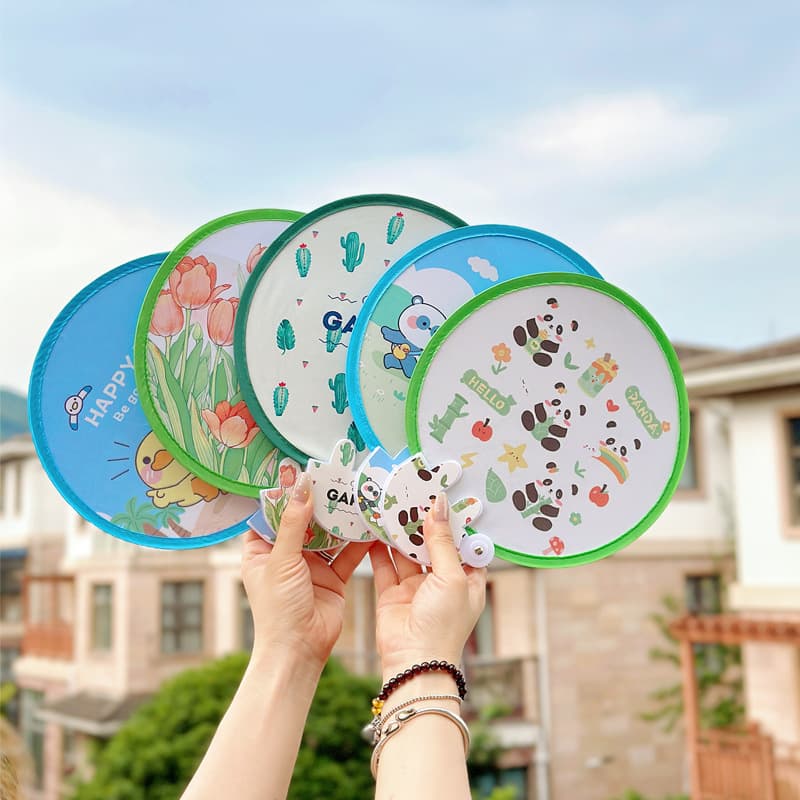 Reflector Mini Fan Portable Folding Fan for Kids, Summer Round Fan, Advertising Fan