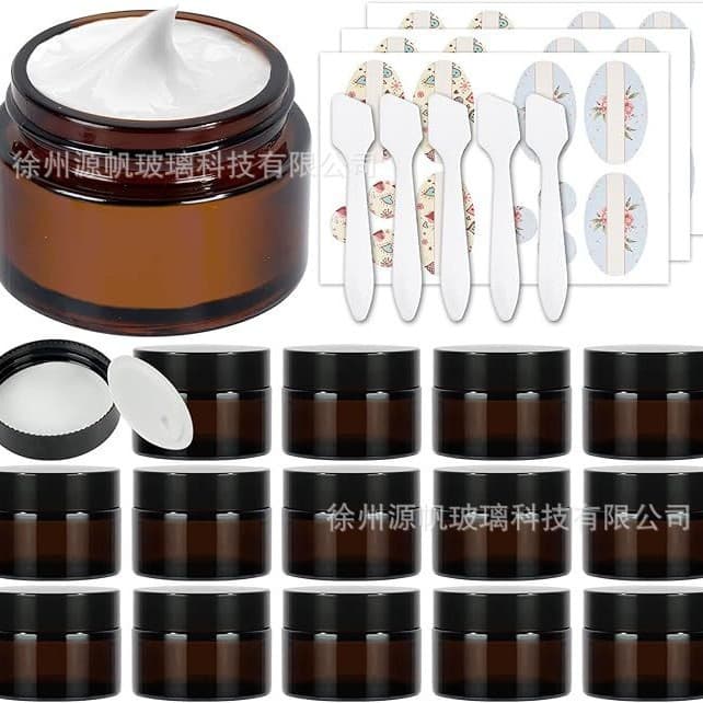 Cross-border 30g brown glass cream bottle travel size skin care product sub-bottle multi-specification face cream glass packaging bottle