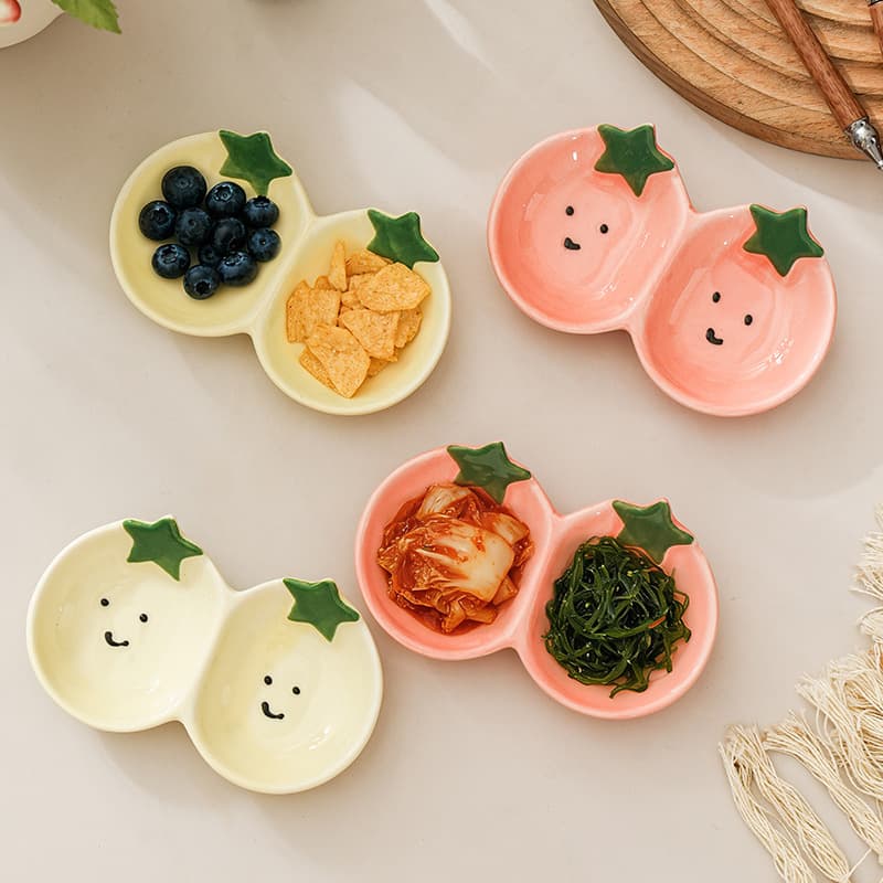 Ceramic Home Dipping Sauce Dish Tea Snack Small Plate Divided Sauce Dish Seasoning Dish Vinegar Dish Side Dish Hot Pot Dipping Sauce Dish
