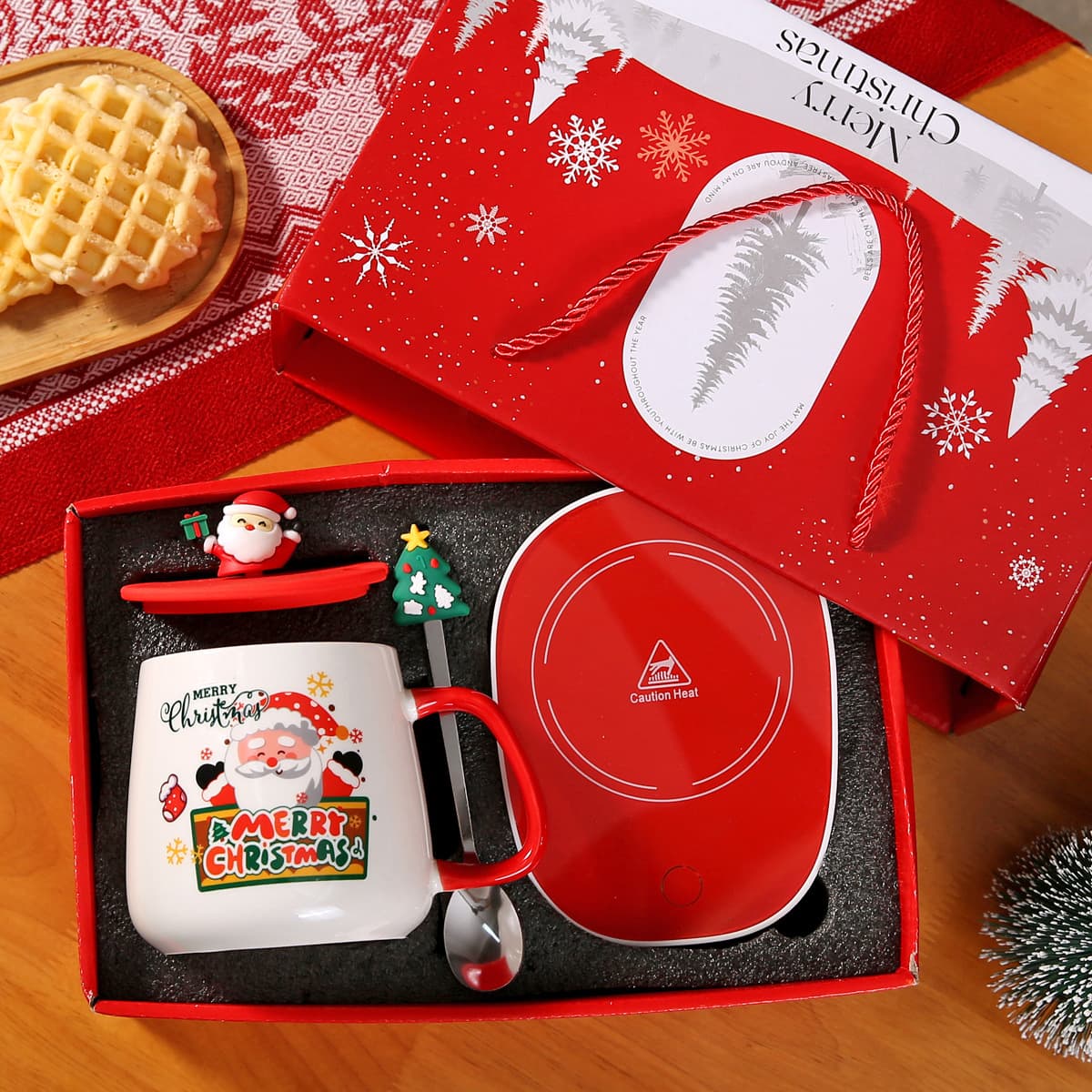 Creative cross-border Christmas cup, constant temperature 55 degrees warm cup, ceramic mug, gift box, printed logo advertising water cup