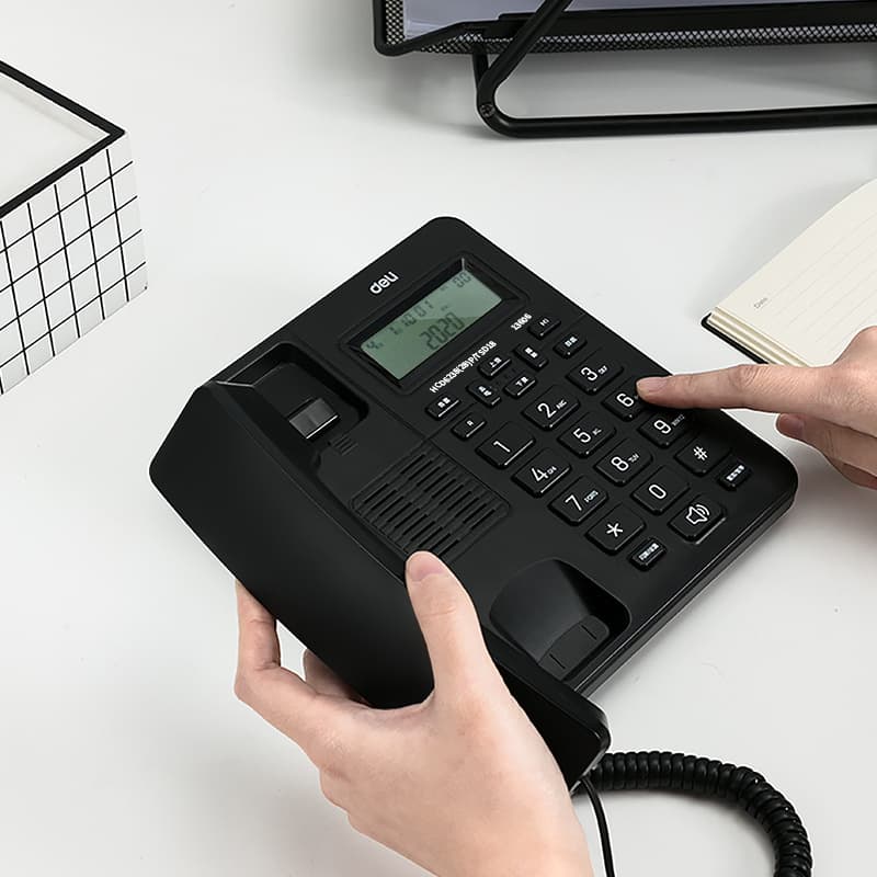 Deli 13606 Telephone Set, Fixed Line for Office and Home with Incoming/Outgoing Call Query