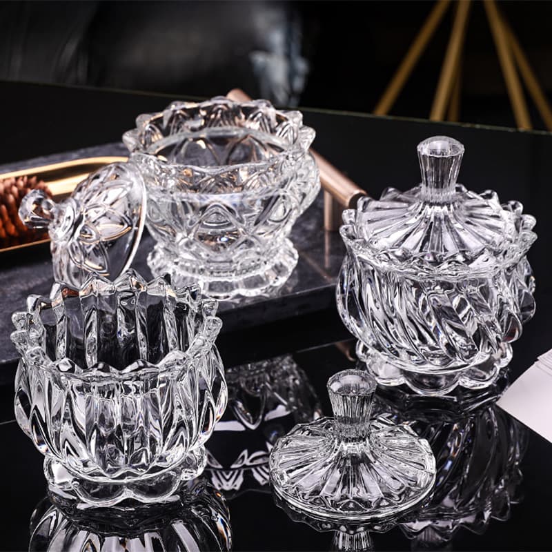 European style light luxury transparent glass storage jar candy jar crystal sugar lid wedding decoration dried fruit jar with lid candy cup