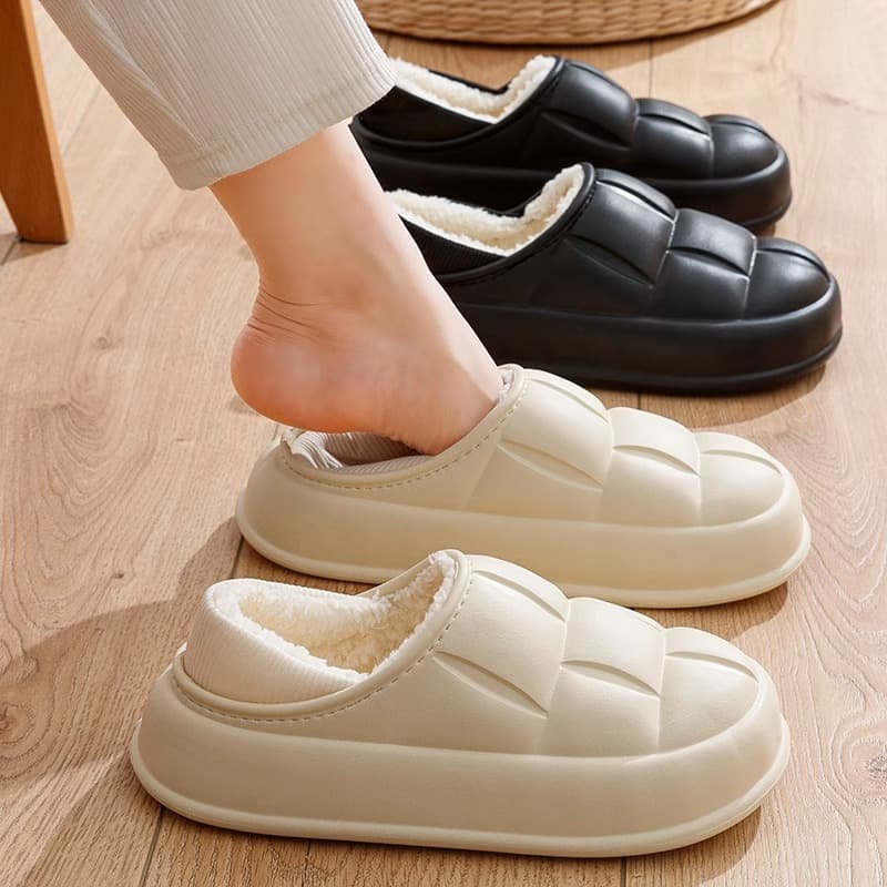 New EVA Anti-Slip Cotton Slippers Home Autumn/Winter Waterproof Fully Enclosed Fashion Warm Slippers Women's Indoor