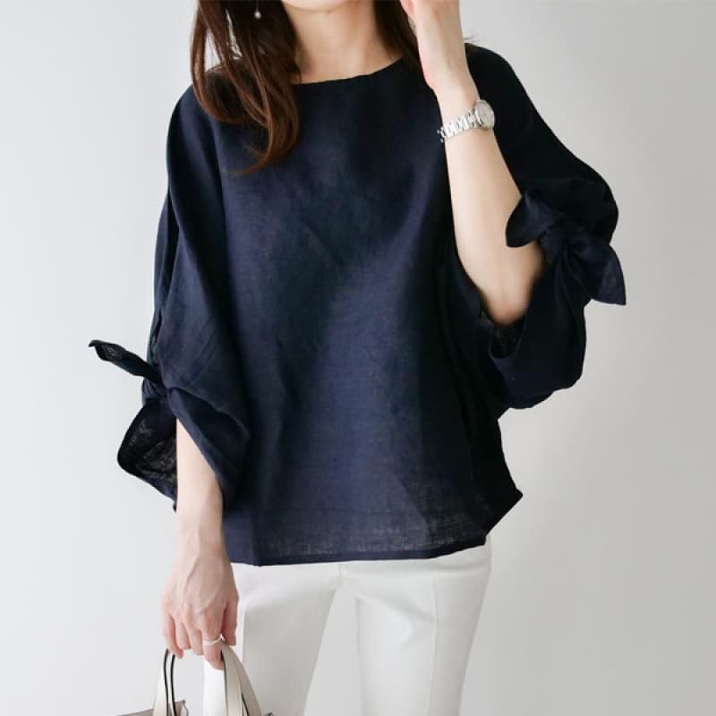 Cross-border foreign trade Japanese style simple round neck pullover summer raglan three-quarter sleeve top slim fashion versatile shirt for women