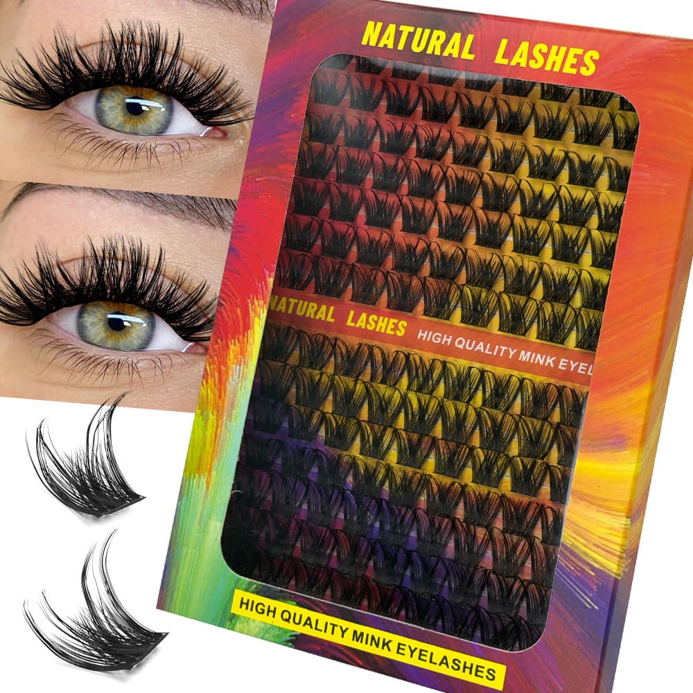 Amazon cross-border best selling European and American DIY 154 cluster D-warp simulated fluffy and soft natural grafted segmented false eyelashes
