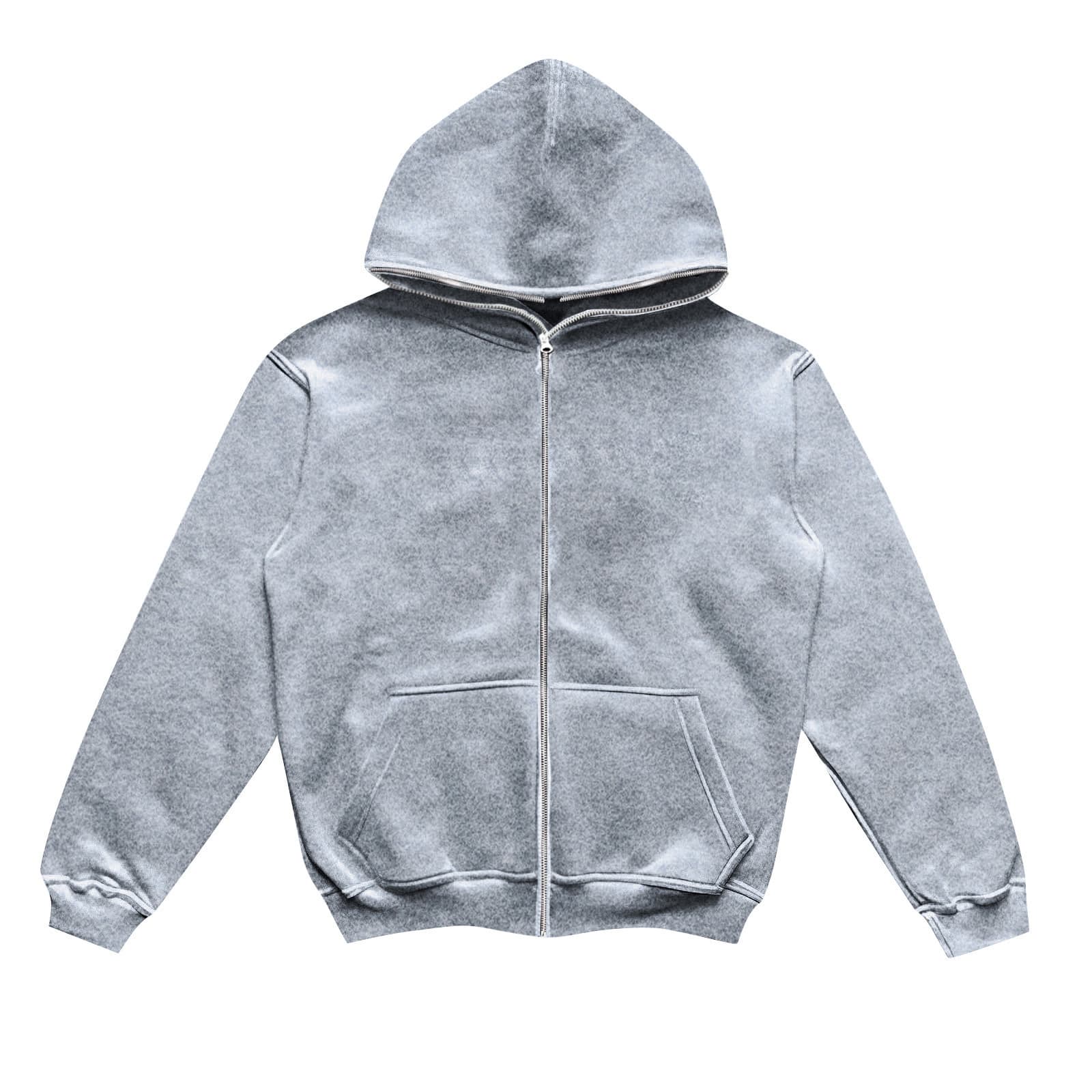 Amazon New Men's and Women's Plain Zip-Up Hoodie Sweatshirt Fleece-Lined Loose Fit Zip Hoodie Fall Winter New Arrival for Men
