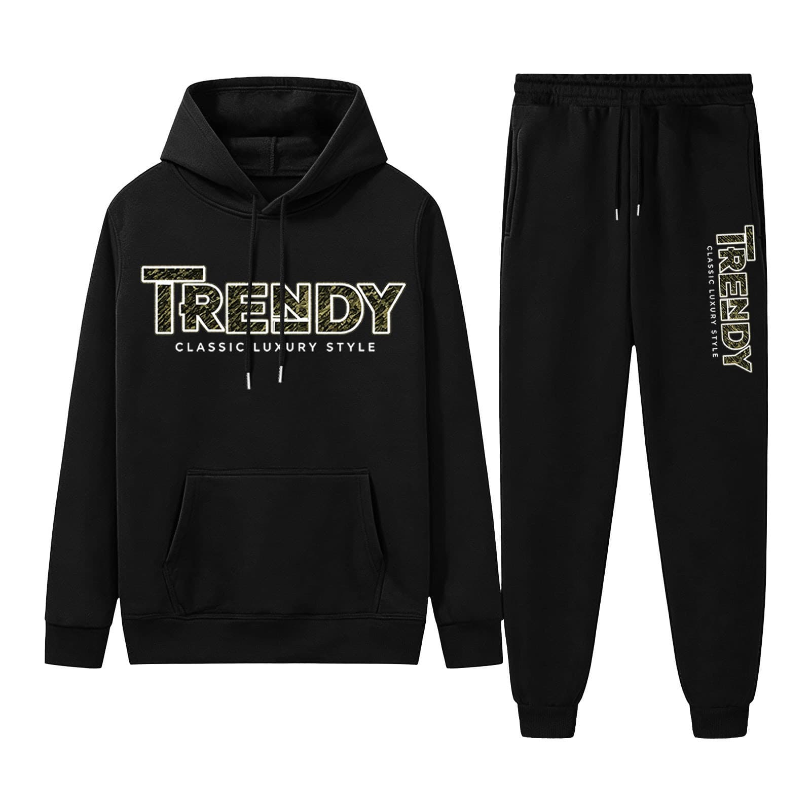 Cross-border EU Size Casual Set Men's Hoodie Jacket Drawstring Sweatshirt Long Sleeve Pants Two-Piece Set